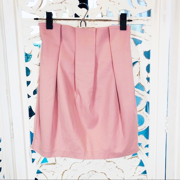 Tobi Blush Pink Structured Pleated Mini Skirt - Picture 2 of 4